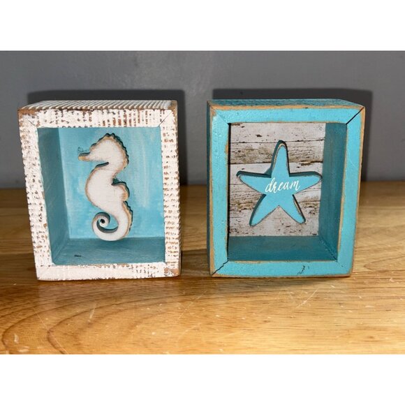 Set Of 4 Wooden Coastal Mermaid Inspirational Decorative Nautical Signs Decor - Picture 8 of 10